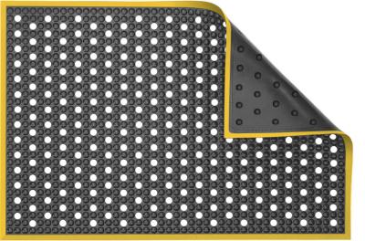 Antistatic Anti-Fatigue Floor Mat with Holes & 2,5 cm Yellow Bevel | AB Classic | Anthracite | 60 x 120 cm